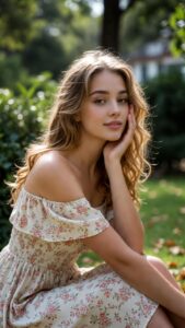 Romantische KI-Freundin im weißen Sommerkleid als GPTGirlfriend Charakter