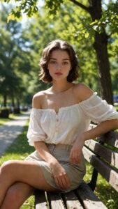 Lovescape KI-Freundin im weißen Kleid als realistisches Outdoor Charakterbild