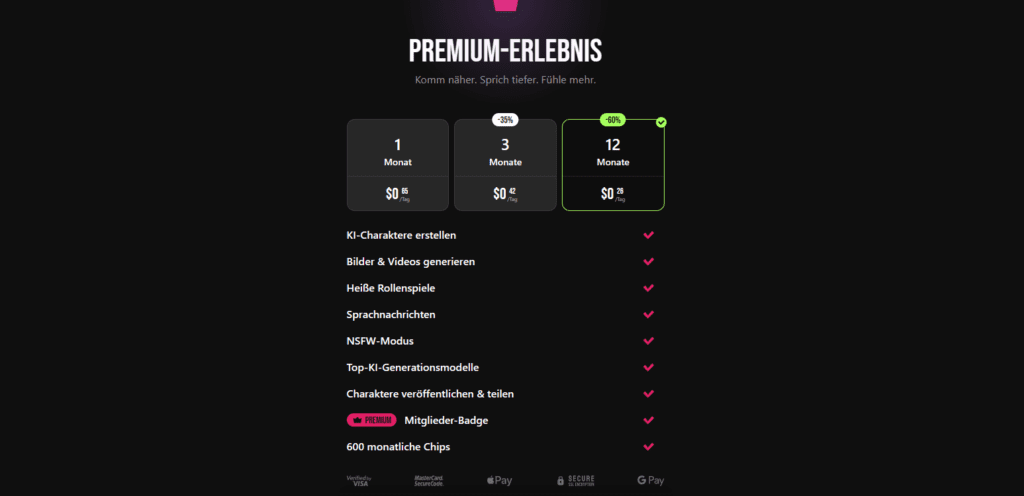 XTease Preise und Premium Funktionen mit monatlichen Chips und Video Features