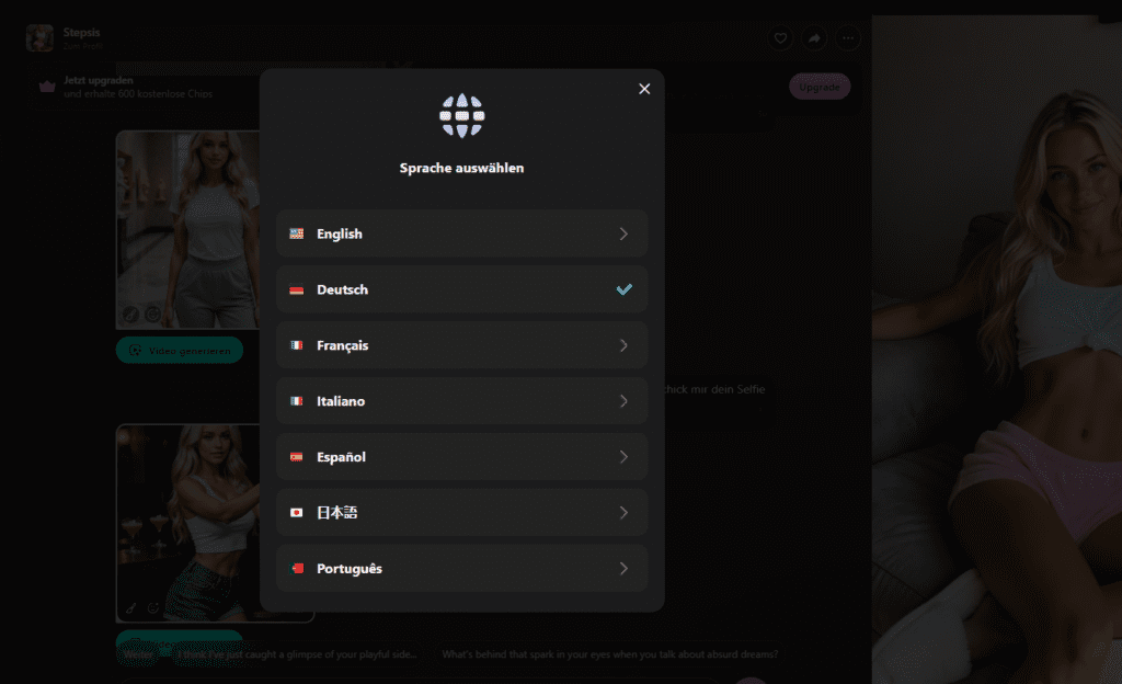 Lovescape Test Chat-Modell Auswahl für KI-Freundin Gespräche und Rollenspiele